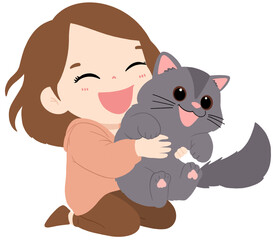 Cute Kids with Lovely Pets Animal Friendship Clipart