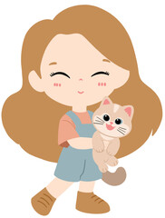 Cute Kids with Lovely Pets Animal Friendship Clipart