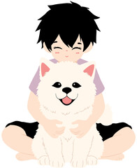 Cute Kids with Lovely Pets Animal Friendship Clipart