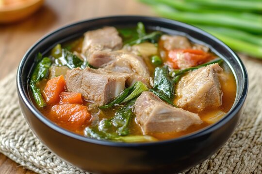 Filipino Cuisine: Sinigang na Baboy - Pork Soup Stew with Tamarind and Vegetables