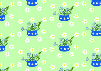 vase with flowers seamless pattern