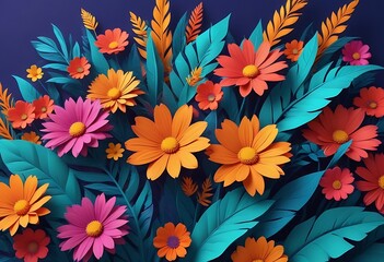 Colorful bouquet of flowers made of paper
