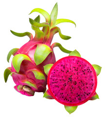 Red Dragon fruit isolated on white background. Red Pitaya Dragon Fruit isolated on white background...