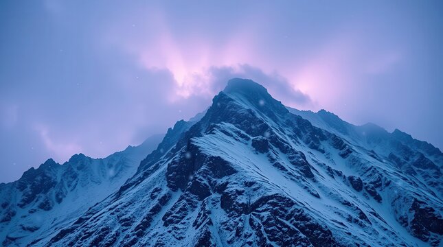 Dramatic Snowstorm Over Rugged Mountain Ridge in Winter
