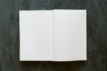 Top view mockup of book with blank pages