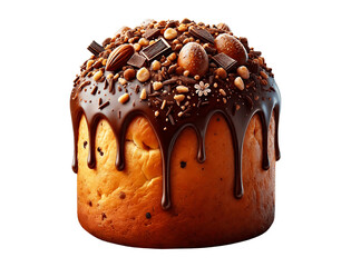 Chocolate Easter cake isolated on transparent background