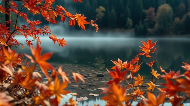  Hidden Mountain Lake Surrounded by Vibrant Autumn Foliage

