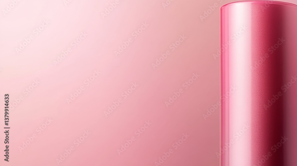 Poster a close-up shot features a stylish lipstick tube with a glossy metallic finish against a soft pastel