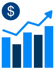 Financial Growth Bar Chart with Upward Trend