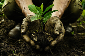 Hands Planting Young Seedling