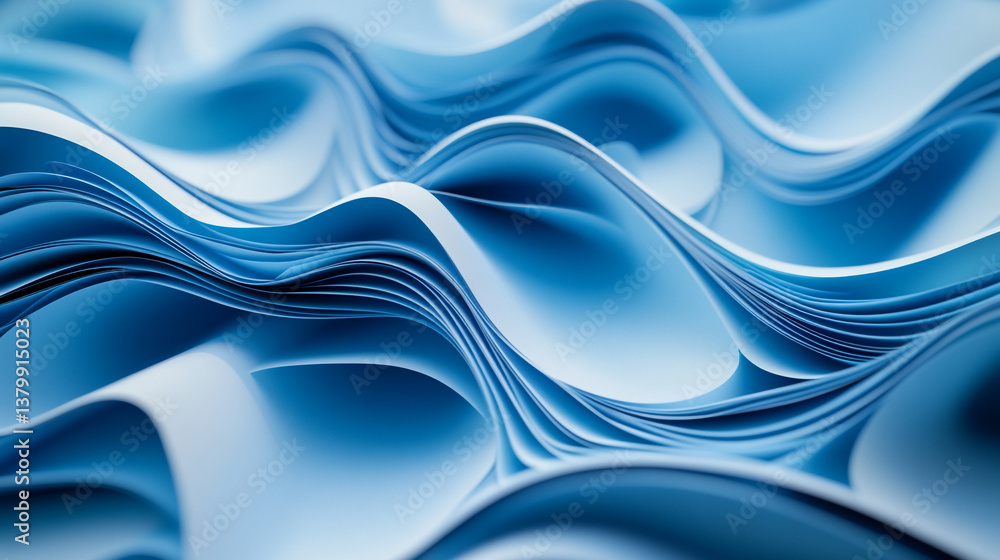 Poster abstract blue and white wavy layers creating a dynamic and flowing artistic representation design el