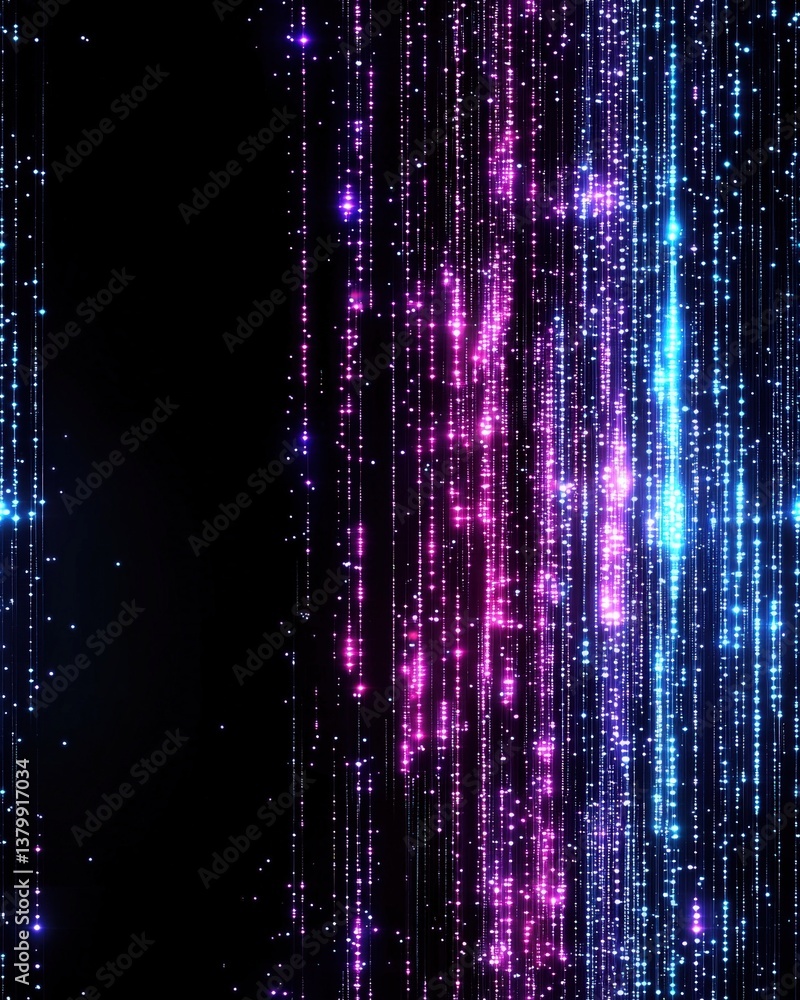 Poster vibrant black background enhanced with colorful lights creating a dynamic and eye-catching display