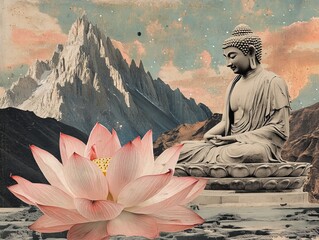 collage on the theme of a Buddhist monk