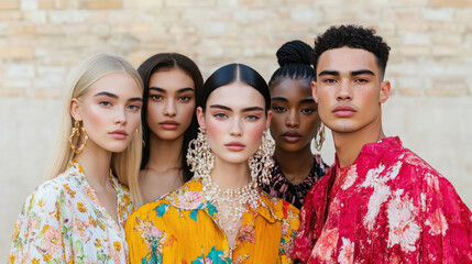 Multicultural fashion shoot featuring diverse models showcasing vibrant styles and accessories