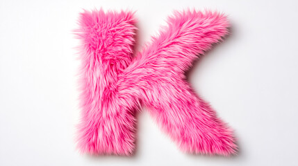 Pink furry letter k on white background