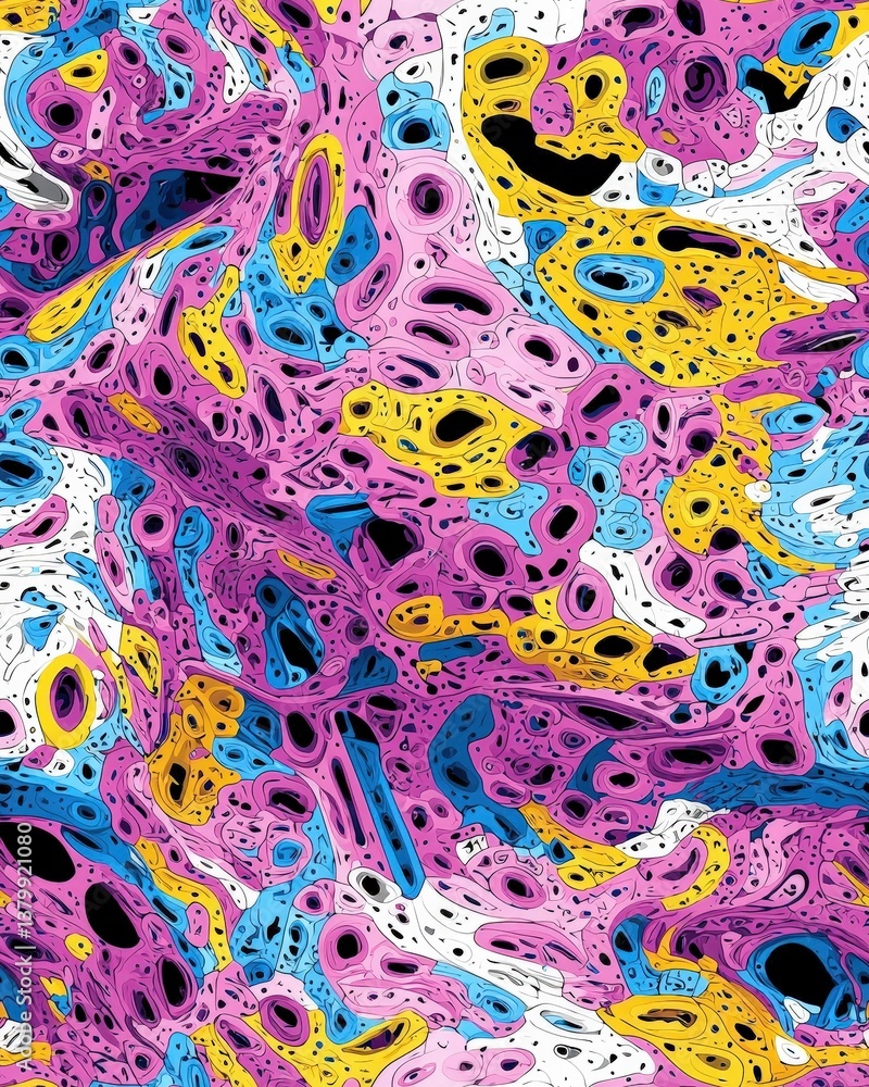 Poster bright and colorful geometric pattern composed of various shapes and shades creating visual interest