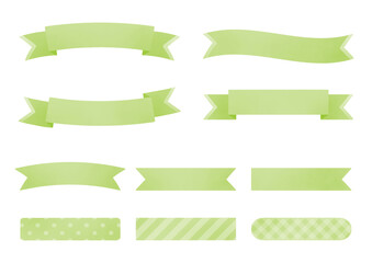 10種のリボンフレームのセット_黄緑