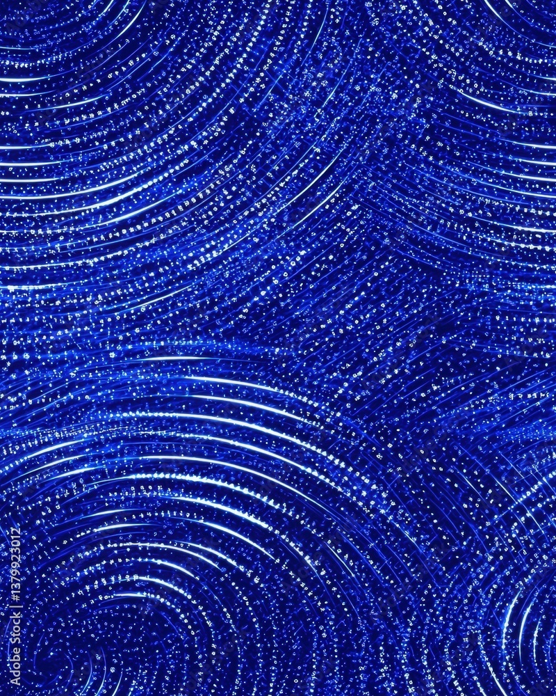 Poster striking blue background filled with numerous circles creating a unique and engaging visual experien