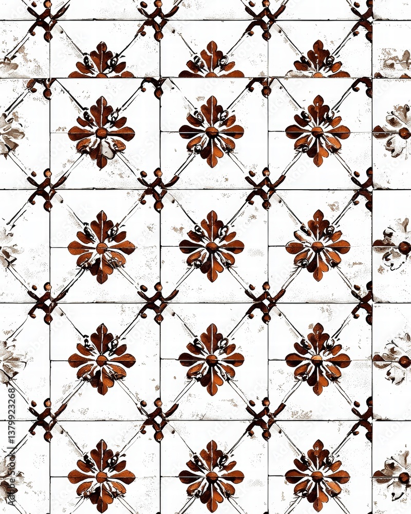 Poster intricate tiled pattern showcasing a beautiful arrangement of shapes and colors for decorative use