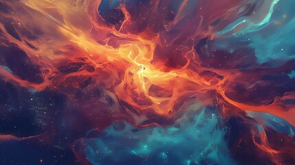 Fototapeta premium Vibrant Abstract Cosmic Nebula Illustration