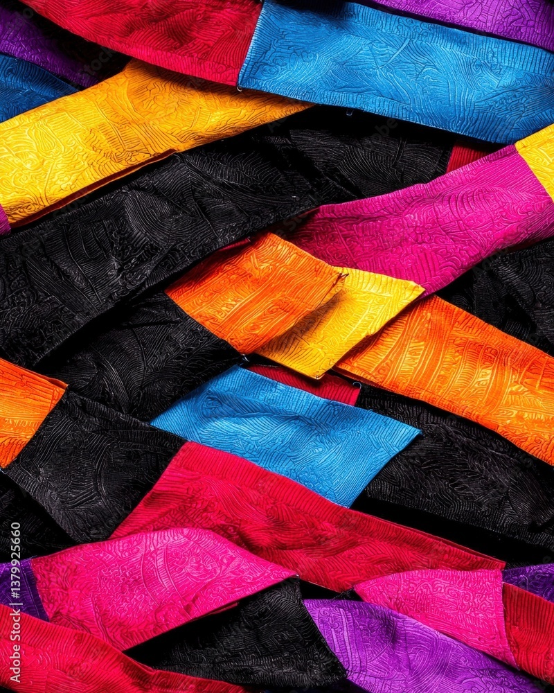 Aufkleber pile of colorful paper in various shades creating a dynamic and engaging visual arrangement of hues