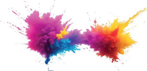 A Vibrant and Bold Watercolor Explosion Featuring Colorful Stains, Splashes, and Brush Strokes on a Clean, White Background, Showcasing a Modern and Abstract Artistic Style.
