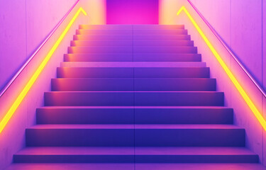 Fototapeta premium staircase with a purple and yellow color scheme