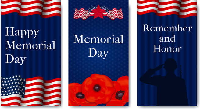 a set of realistic vertical templates for Memorial day, stories for social media