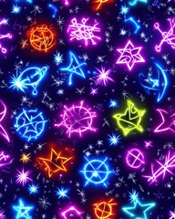 Bright and colorful abstract pattern featuring stars in a playful design ideal for modern decor