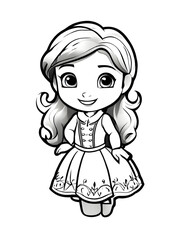 Line drawing illustration,Colouring page for kids, hand drawn illustration of a cartoon, pre-school Colouring page, animal Colouring page, flower Colouring page, adult Colouring page, printables	