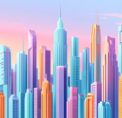 Obraz premium futuristic cityscape with tall skyscrapers and buildings