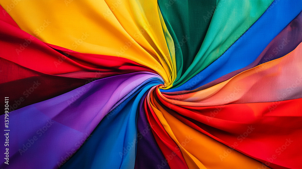 Poster vibrant swirling fabric in a rainbow of colors creating a dynamic and colorful abstract pattern