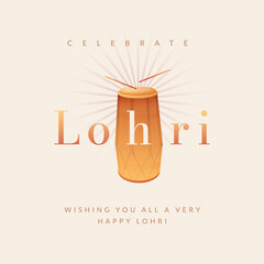 Lohri, the religious Indian Punjabi festival. Lohri design elements with Happy Lohri typography