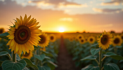 Fototapeta premium sunflower field in summer