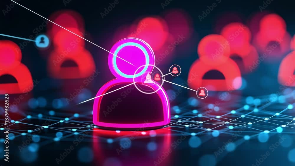 Aufkleber glowing user icons in digital network vibrant connections for social interaction and technology in f