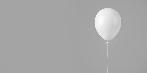 Single white balloon ascends against a muted gray backdrop, ascend, aesthetic