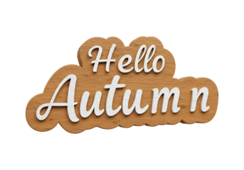 Rustic Wooden Sign with 'Hello Autumn' in Cursive