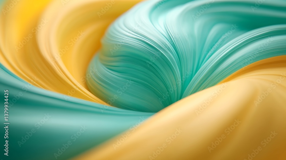 Poster Dynamic swirls of green and yellow flow seamlessly, creating a mesmerizing and energetic composition with ample copy space on the left side, ideal for creative projects