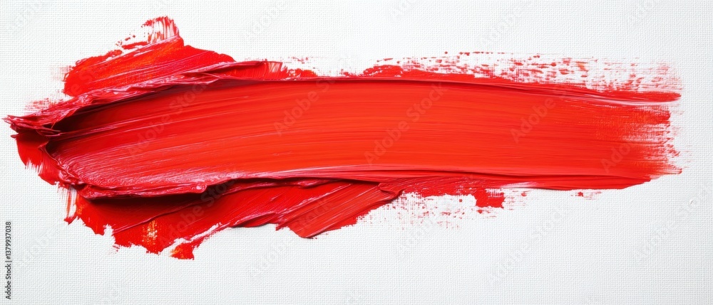 Poster vibrant red paint stroke on canvas with thick texture for artistic background and design elements in