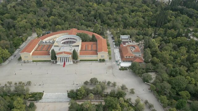 Zappeion Hall Athens Greece Drone Track Left Cloudy Day 4K 60FPS