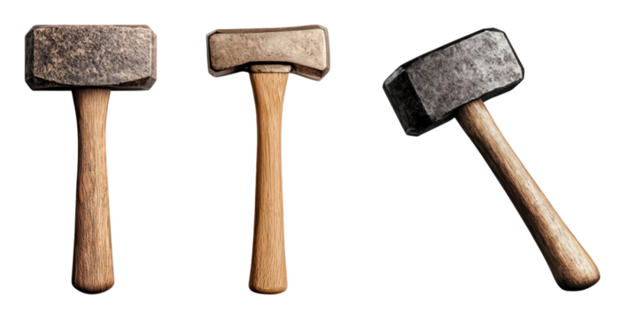 Collection of various hammers on a black background