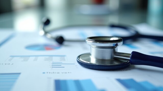 Stethoscope On Medical Chart, Business Analysis - Powered by Adobe