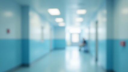 Fototapeta premium Blurred Hospital Hallway With Figure