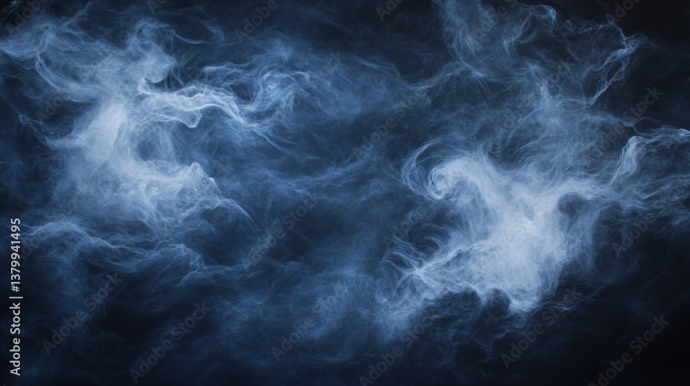 Poster Deep ocean waves crash powerfully, creating beautiful white patterns as they form and dissolve against the dark blue sea, showcasing nature's raw energy