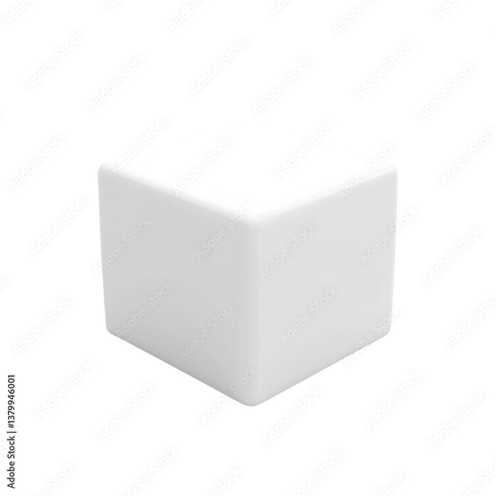 Poster white cube abstract 3d render minimalist design,