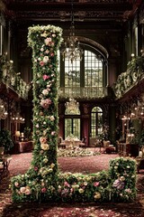 Grand Ballroom Floral Letter L Installation