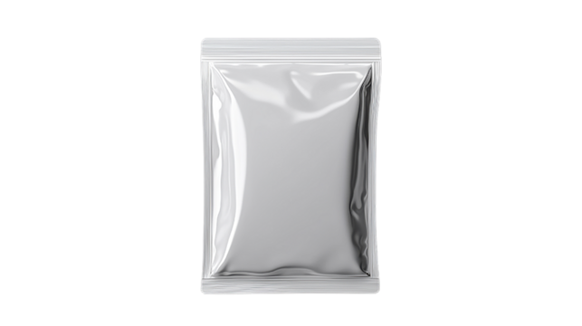 Empty transparent plastic package or pouch with zipper and sealed edges ready for product branding and packaging design mockup