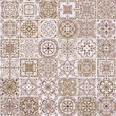 Vintage Ceramic Motifs seamless pattern, watercolor illustration