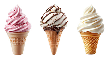 Tempting ice cream cones in various flavors