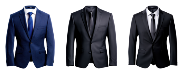 Elegant men's suits in various styles and colors